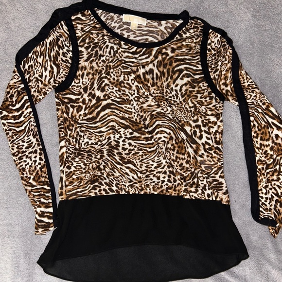 Michael Kors Tops - Michael Kors Leopard Print Long Sleeve Top